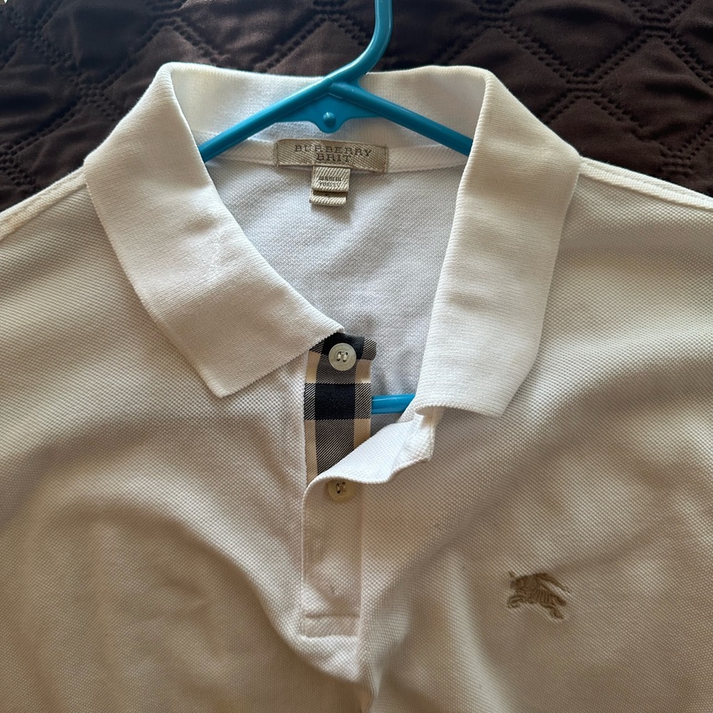 Burberry Ivory Polo Shirt with Check Detail